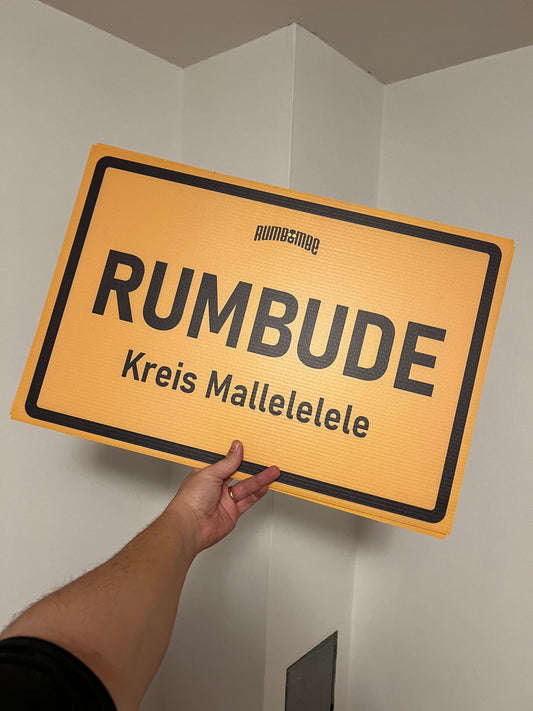 Rumbude Pappschild